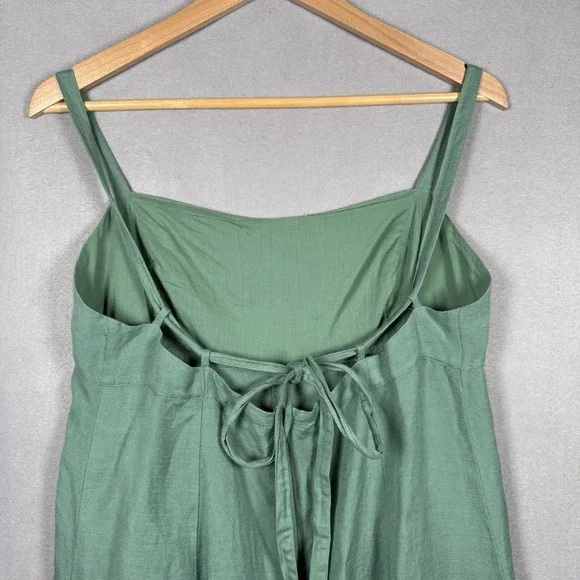 Madewell Tie-Back Midi Cami Dress Light Green Linen Blend - Picture 13 of 16